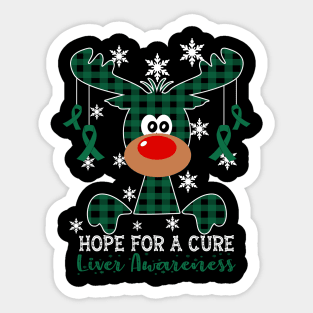 Reindeer Hope For A Cure Liver Awareness Christmas Sticker